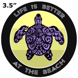 Athena Brands Turtle Life is Better at the Beach Car Truck Window Bumper Graphic Sticker Decal - Black