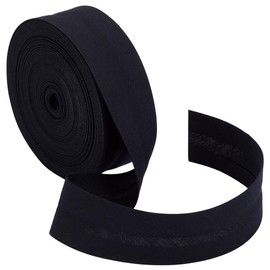 BENECREAT 10.9 Yards Single Fold Bias Tape, 1Inch Wide Black Bias Binding Tape Hemming Tape for DIY Garment Sewing, Seaming, Piping, Quilting