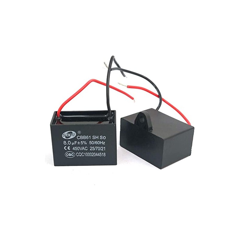 Fasizi 2 x CBB61 8uF 450V AC 50/60Hz Fan Motor