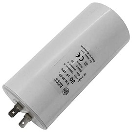Lumonic Starting Capacitor 416.10.87 A [Including Plug 6.3 x 0.8 mm] | Motor Capacitor 80µF 400V 55 x 120 mm I Capacitor in Insulated Plastic Housing