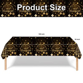 KALOR Happy New Year Decorations 2025 Tablecloths, 3 Pack 108x54 Inch Happy New Year Disposable Plastic Tablecovers for New Years Eve Party Supplies 2025