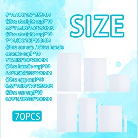 CHEUNGHAO 70 PCS Shrink Wrap Bags for Sublimation – 7 Different Sizes White Sleeves for Tumblers, Mugs, Cups, Bottles,Pen – Durable Shrink Film for Heat Press, DIY Crafts & Customizing