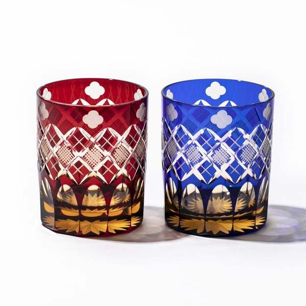 Fires 切子 4-Leaf on Clover 矢来 魚子 Old Stamped Glass