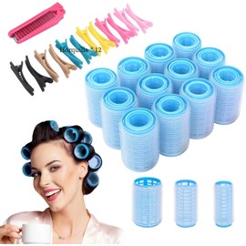 Tubos para Cabello, Juego de 48 Rulos para Cabello, Rizador Pelo sin Calor, Juego de Rodillos de Velcro, Incluso 36 Rizadores, con 10Clips y 1Peine y 1 Bolsa, Herramientas de Peluquería para Mujeres