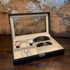 CircleCrystal Leather Watch & Sunglass Organizer Box, Watch Case Eyeglass