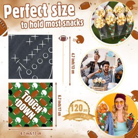 Jingmore 120 Sets Football Party Supplies Kits Football Cones Cups with Cocktail Picks for Charcuterie Popcorn Boxes Food Appetizers Snacks Cones for Food Themed Party Decorations Sports Events