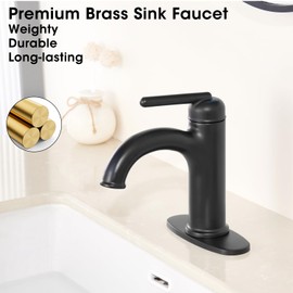 Wintap Bathroom Sink Faucets with Pop-up Drain Deck Plate Single Handle Vanity Faucet 1 or 3 Holes RV Lavatory Washbasin Faucet Black