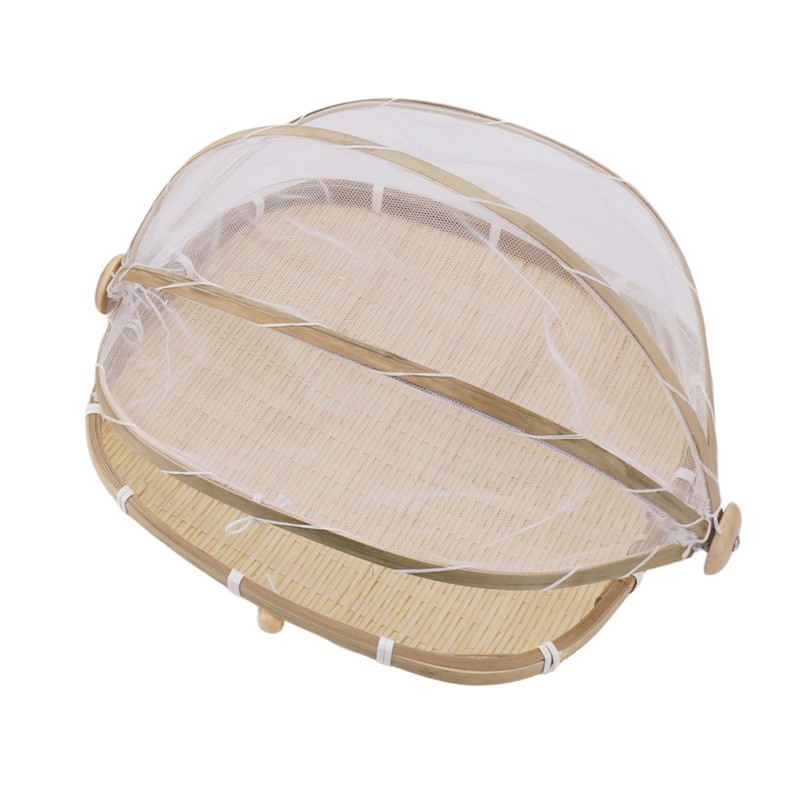 2Pcs Food Serving Tent Basket Fly Skeeter Insect Resistant Bamboo
