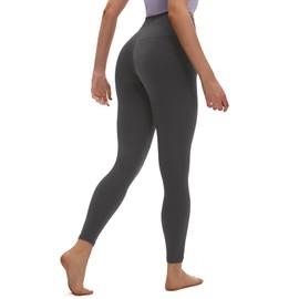 Saniripple High Waisted Soft Leggings 25" Stretchy Workout Yoga Pants for Women Dark Grey Large