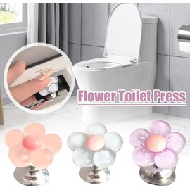 3Pcs Multicolour Cute Flower Shaped Toilet Buttons,Toilet Push Tank Buttonss, Flower Shape Toilet Press, Toilet Flush Button Pusher Tool, Handle Helper for Toilet Lid,Creative Toilet Accessory