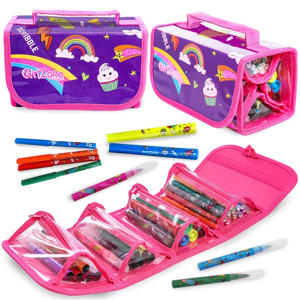 GirlZone Arts and Crafts Fruit Scented Markers and Pencil Case For Girls, Great Gifts For Girls