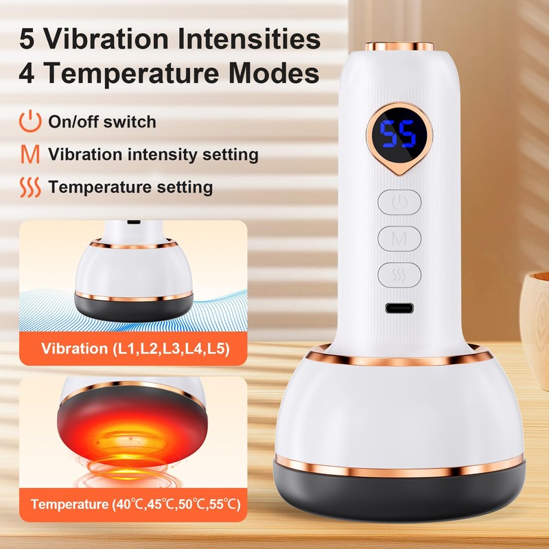 Vibrastone Massager with Heat Function and Vibration for Hands, Neck,