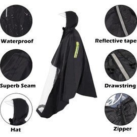 RoadPioneer Mobility Scooter Rain Cover for Riding,Waterproof Electric Scooter Poncho Accessories for You(Black)