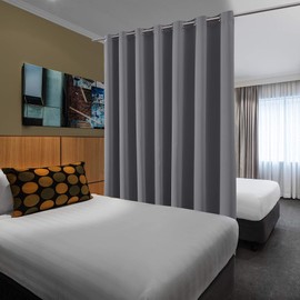 bluCOASTLINE Room Divider Curtain 10ft W x 8ft L Grey Privacy Curtains for Bedroom Sliding Door Living Room Darkening Curtains Room Partition Curtain Wide Blackout Curtains, 1 Panel