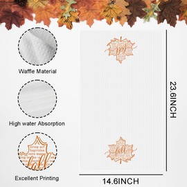 WINGTECA Maple Leaves Fall Kitchen Towels Fall Kitchen Decor for Home Seasonal Autumn Thanksgiving Harvest Gifts Waffle Weave Dish Tea Hand Towels for Farmhouse Kitchen Bathroom 14 x 23 Inches