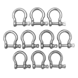 POFET Pack-of-10 M4 D Bow Ring Shackle Locks 304 Stainless Steel for Heavy Duty Rigging, Hauling, Steel Chain Link