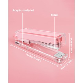 Honagu Clear Acrylic Stapler, Desktop Stapler, Office Stapler, Elegant Modern Desk Accessory for The Desk at Home, Office, or School（Pink）