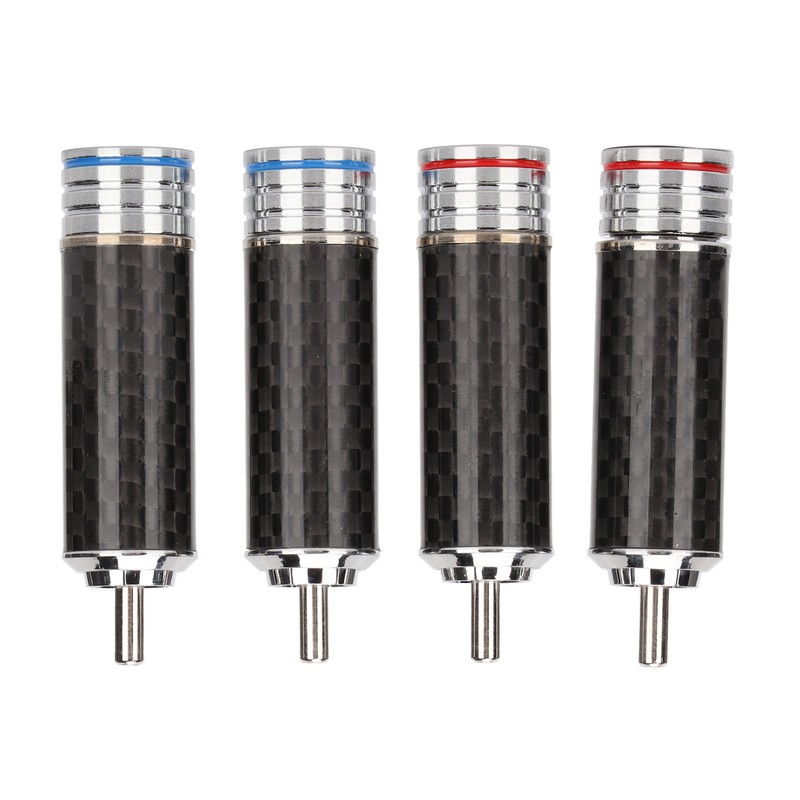 4Pcs RCA Sound Plug Carbon Fiber Chrome 8mm Wire Diameter