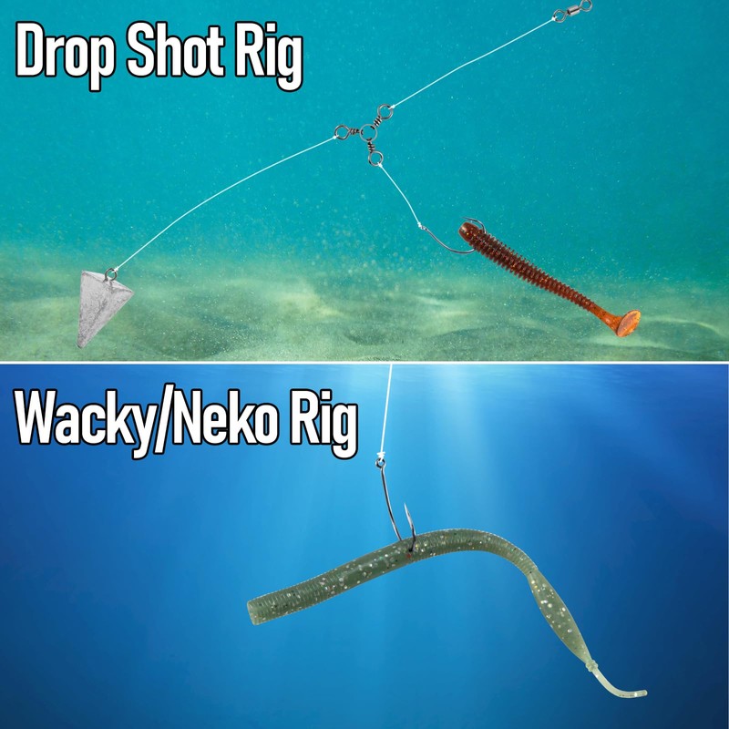 Dr.Fish 100 Pack Drop Shot Hook Bass Fishing Hooks Freshwater