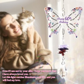 KAAYEE 60th Birthday Gifts for Women, Unique Butterfly Crystal Suncatcher 1965 Gift for Her, Inspirational 60 Year Old Presents for Mum Sister Friend (60th)
