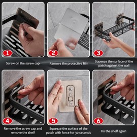 Estanteria Ducha para Baño,Estante Organizador Regadera para Baño,Estante para Baño Sin Taladro,Repisa para Baño Pared,Cesta Organizadora a Prueba de óxido,con 4 Ganchos,para Baño,Cocina,Hotel (2 PCS)