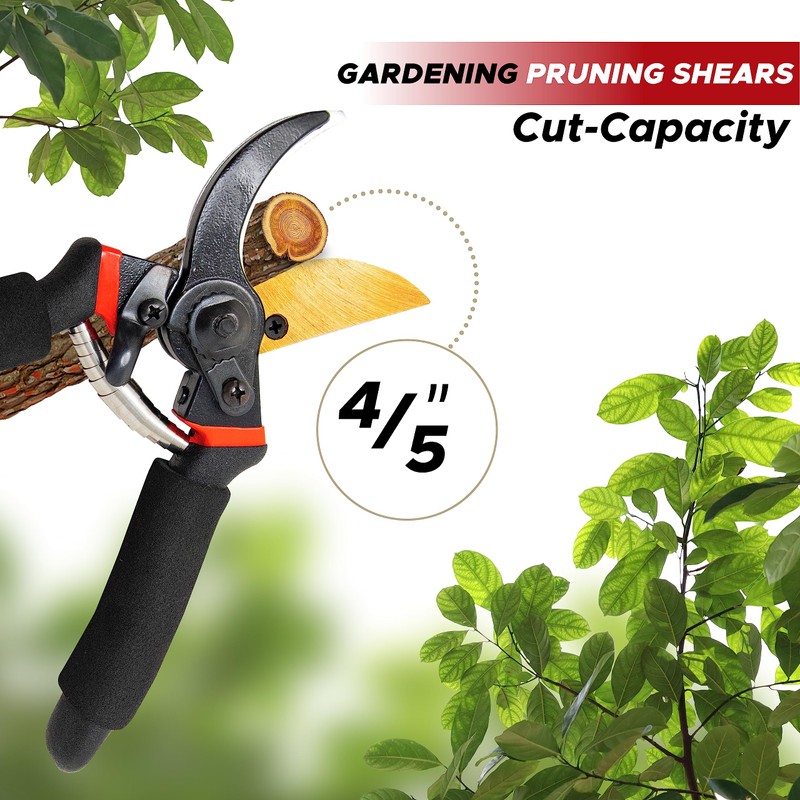 EcoNour 8" Professional Secateurs Premium Titanium Bypass Pruning Shears |