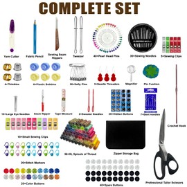 Kit da cucito con accessori,kit da cucito professionale grande da 305 pezzi,inclusi accessori per macchina da cucire con 56 bobine di filo,forbici e accessori