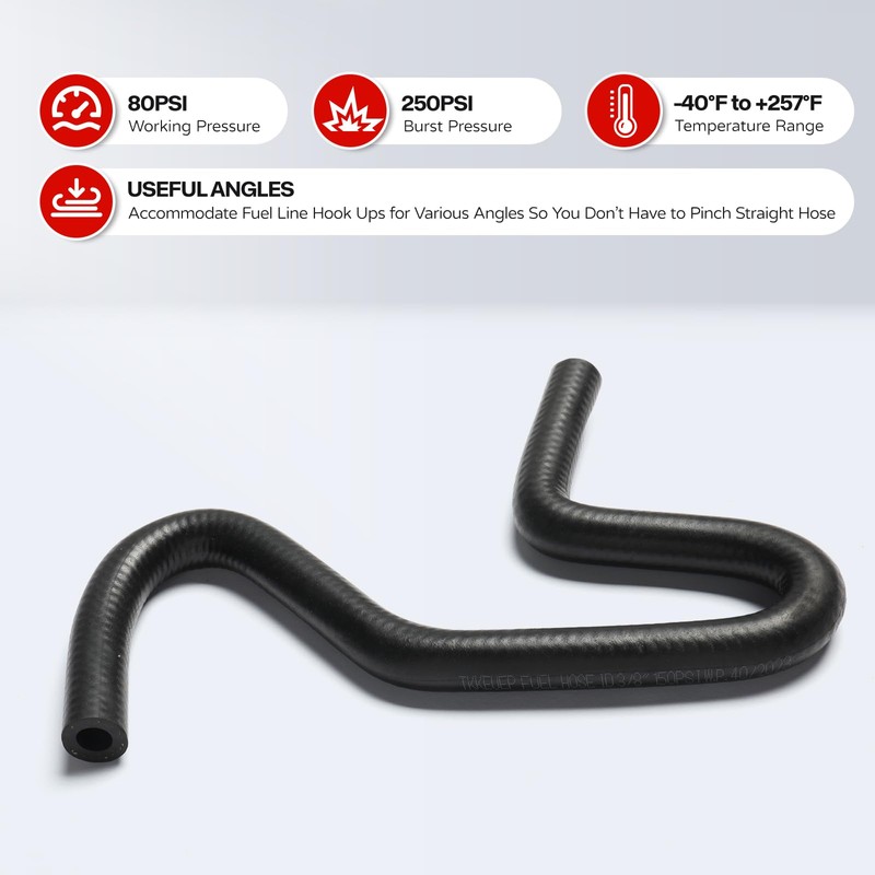 TKKEUEP 1 Inch ID Molded Fuel Line Rubber Hose Elbow