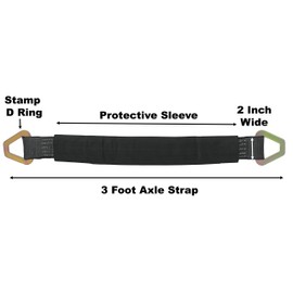 CustomTieDowns 2 Inch x 3 Foot Strap, Black Protective Sleeve for 90% Length of The Strap, Flat Stamped D Ring On Both Ends. (3 Foot)