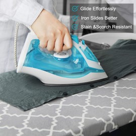 Neccom Ironing Board Cover and Pad Standard Size 15"x54", Resists Scorching and Staining with Elastic Edge Heavy Duty Extra Thick Ironing Padding Cotton Ironing Board Covers