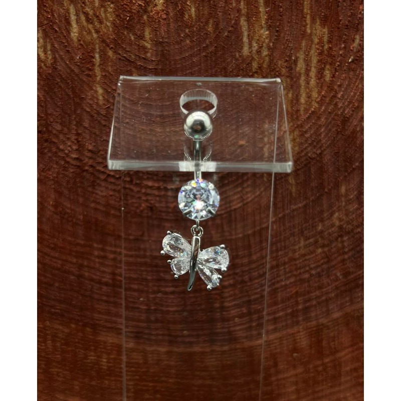 Belly Ring 14 Gauge Butterfly Belly Button Ring Stainless Steel
