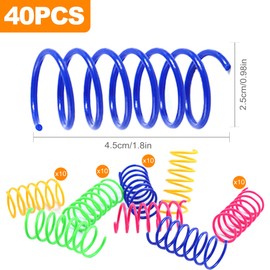 OioTuyi 40 Stück Katzenspielzeug Spirale, Bunte Spiralfedern für Katze, Kunststoff Spirale Katzen Spielzeug, Neuheit Haustiere Spielzeug