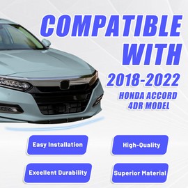 KUAFU Front Bumper Lip Splitter Compatible with 2018-2022 Honda Accord 4Dr Sedan Air Dam Under Chin Spoiler Bumper Protector Painted Black & White Plastic 3Pcs