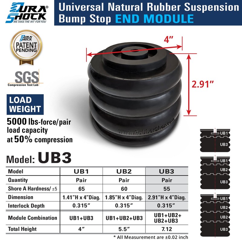 DuraSHOCK Modular Universal Rubber Front Rear Bump Stop for Truck