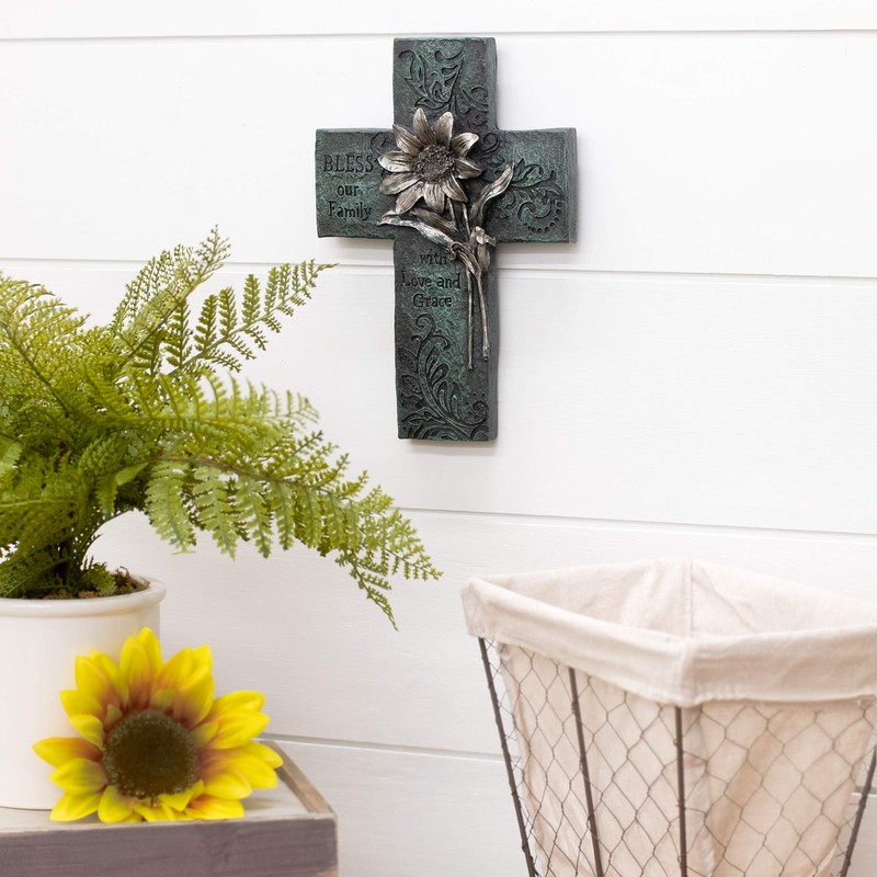 Dicksons Bless Our Family Floral Turquoise 10 Inch Decorative Wall