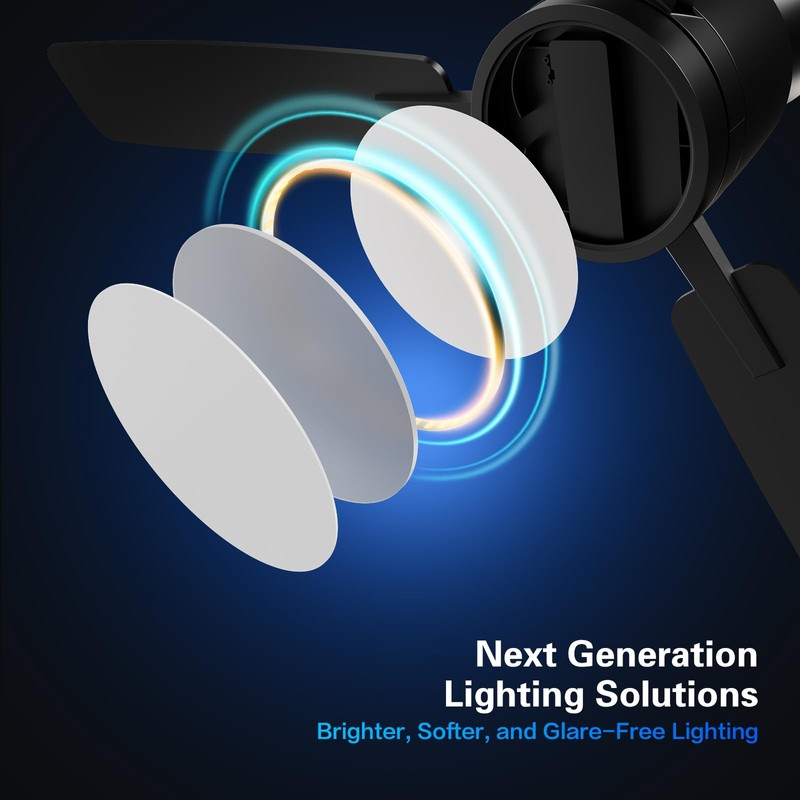 Atolit Ceiling Fans with Lights,52 Inch,Quiet Reversible Motor,Easy to Install,6