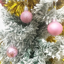24 Pieces 30 mm Christmas Balls Decoration Shatterproof Christmas Tree Baubles Mini Christmas Hanging Ball for Christmas Tree Holiday Wedding Party Decoration, Pink