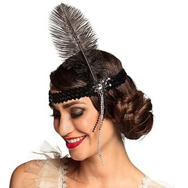 Boland 10102276 Gangster Charleston 00620 Feathered Band Black, One Size
