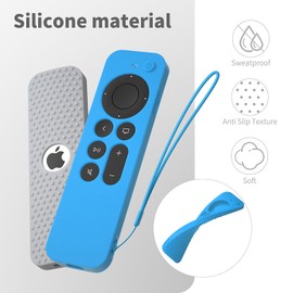 Hi Color Silicone Cover Compatible with Apple TV Siri Remote 3rd 2023 Shockproof Protective Case for Apple TV 4K 2nd 2021 Remote Sleeve with Lanyard(Sky Blue)
