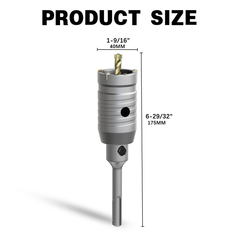 METOTY 1-9/16" Concrete Hole Saw,40mm Masonry Hole Saw, with 110mm