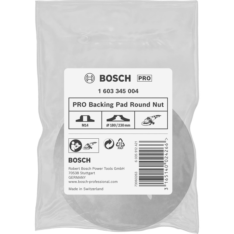 Bosch 1x PRO Backing Pad Round Nut for Large Angle