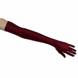 Shooting Stars Matte Satin Opera Length Gloves, Burgundy