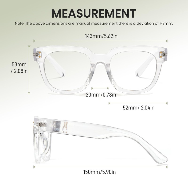Cyxus Thick Cell Frame Date Glasses, Blue Light Reduction, No