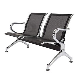 Kinsuite Airport Reception Seat Bench Waiting Room Chairs 2 Seat Guest Chairs with Arms for Office Bank Hospital, Black
