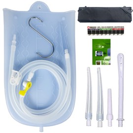 Silicone Enema Bag Kit with 6.3ft Hose, 5 Enema Tips, Controllable Flow Valve and Water Thermometer - 2 Quart Capacity Coffee enemas for Colon Cleanse