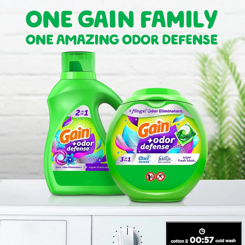 Gain Odor Defense Laundry Detergent Pods 76 Count Super Fresh
