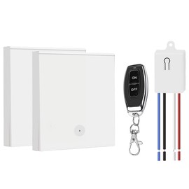 QIACHIP Light Switch and Mini Receiver Kit, 200ft RF Range,AC 110V 120V Wireless Remote Control Switch No in-Wall Wiring, No WiFi Required, for Lights, Ceiling Lights, Fans