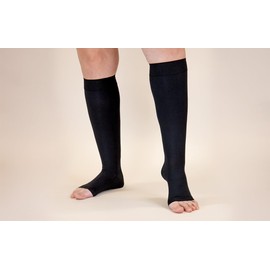 Lymphedivas Onyx Medical Graduated Compression Sock Pair 20-30mmHg (Short Open-Toe X-Large)