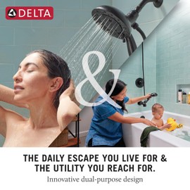 DELTA Delta Faucet 4-Spray In2ition Dual Shower Head with Handheld Spray, Matte Black Shower Head with Hose, Showerheads & Handheld Showers, Handheld Shower Heads, Matte Black 58498-BL