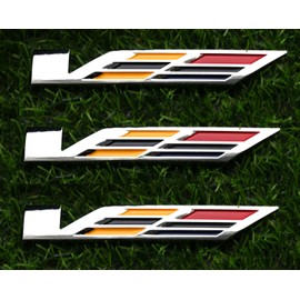 3pcs Black V Car Body Trunk Lid Sticker 3D Badge Emblem Compatible with ATS CTS SRX XTS (Chrome)